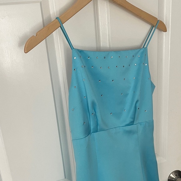 Zum Zum by Niki Livas Blue tie back rhinestone gown, bridesmaid prom Dress Sz 6 - Picture 2 of 11